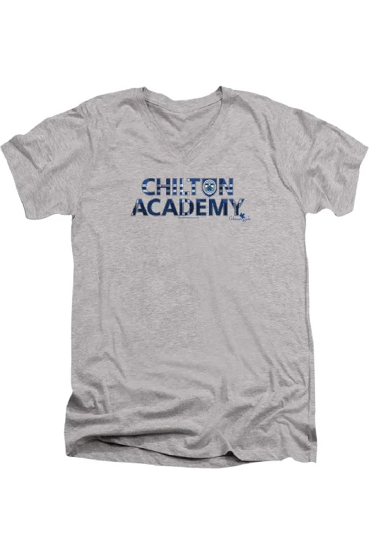 Men's Shirts with Lace-Up HemlinesGilmore Girls Chilton Academy Short Sleeve Adult V Neck Premium Cotton Tee / T-Shirt Men's Shirts with Lace-Up HemlinesGilmore Girls Chilton Academy Short Sleeve Adult V Neck Premium Cotton Tee / T-Shirt