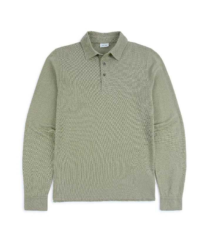 Men's Sleeveless TopsTrunk Moxon Long Sleeve Polo Shirt: Green Tea