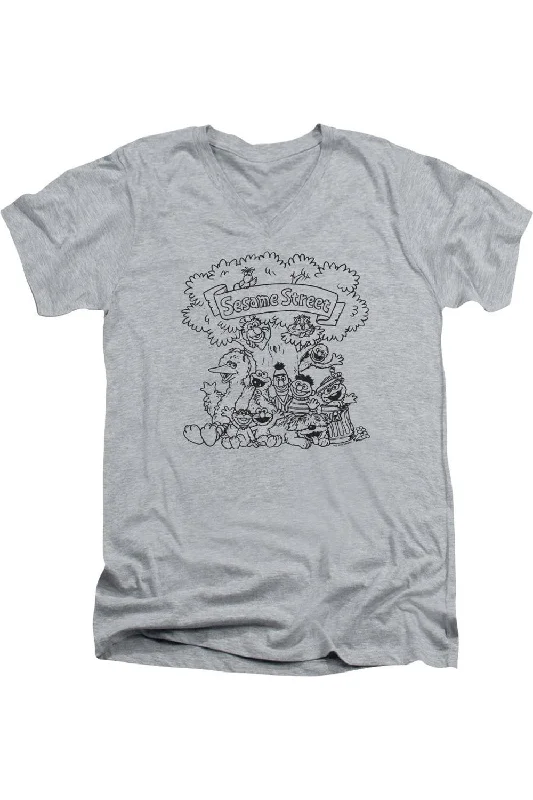 Men's Shirts with Animal PrintsSesame Street Simple Street Short Sleeve Adult V Neck Premium Cotton Tee / T-Shirt Men's Shirts with Animal PrintsSesame Street Simple Street Short Sleeve Adult V Neck Premium Cotton Tee / T-Shirt