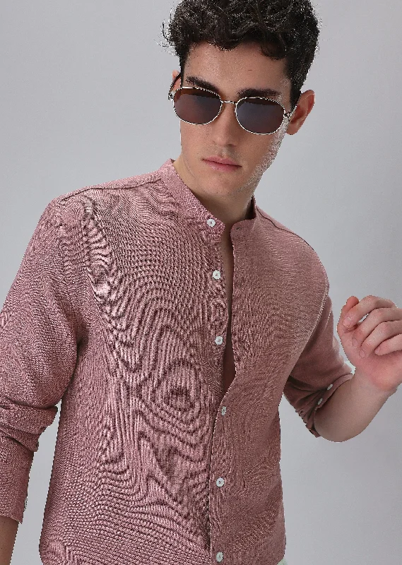 Men's Polo Shirts for Sports and Casual WearMauve Pink Mandarin Collar Shirt