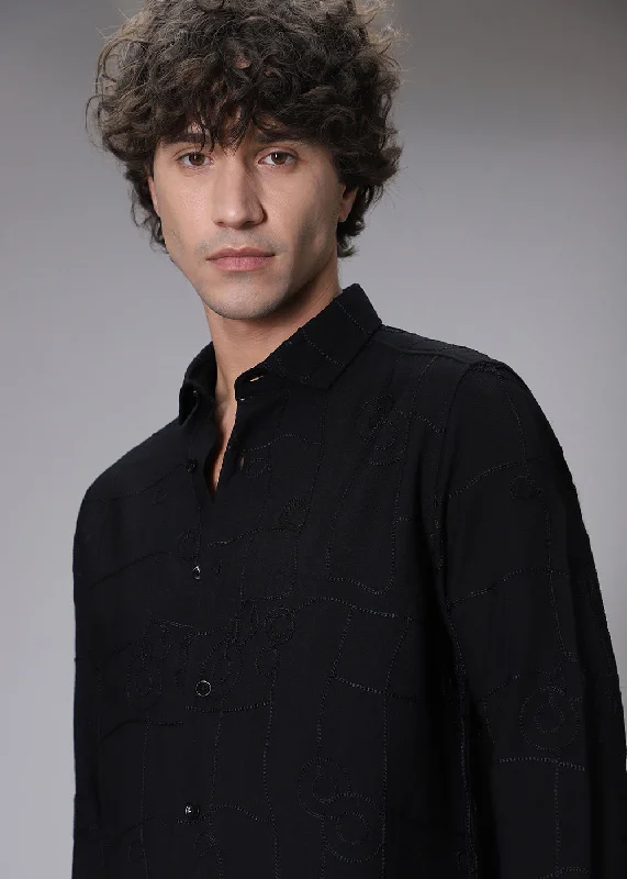 Men's Unique Dress Shirts for a Statement LookBlack Embroidered Shirt