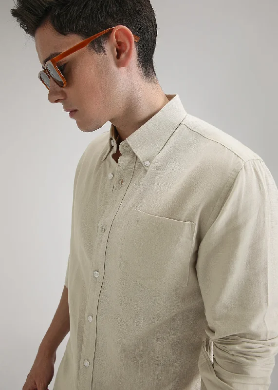 Men's Regular-Fit Shirts for a Classic FitBeige Cotton Linen Shirt
