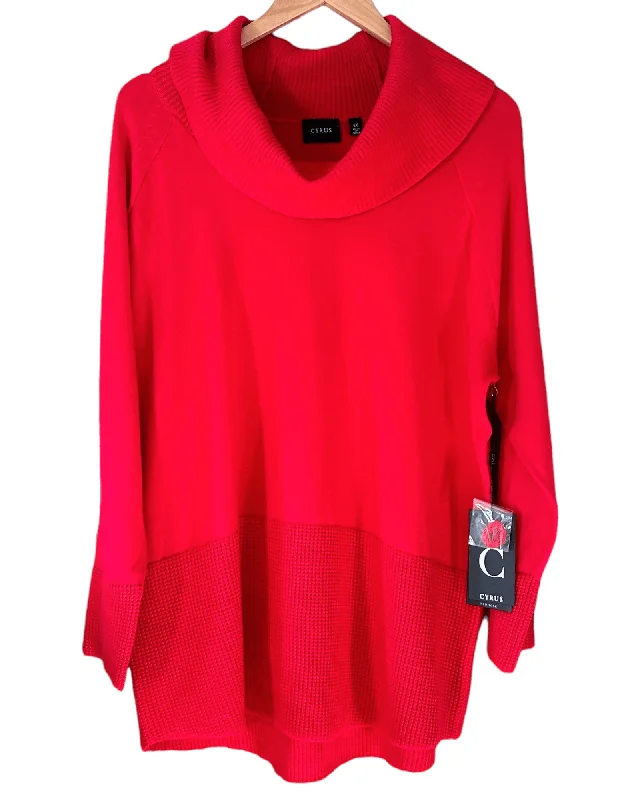 Cool Winter Cherry Cowl Neck Tunic Sweater