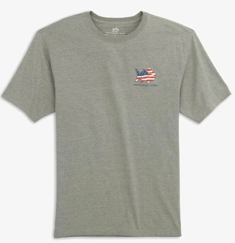Men's Shirts with Graphic PrintsMen's Skipjack Waving Flag Fill Heather Tee In Grey