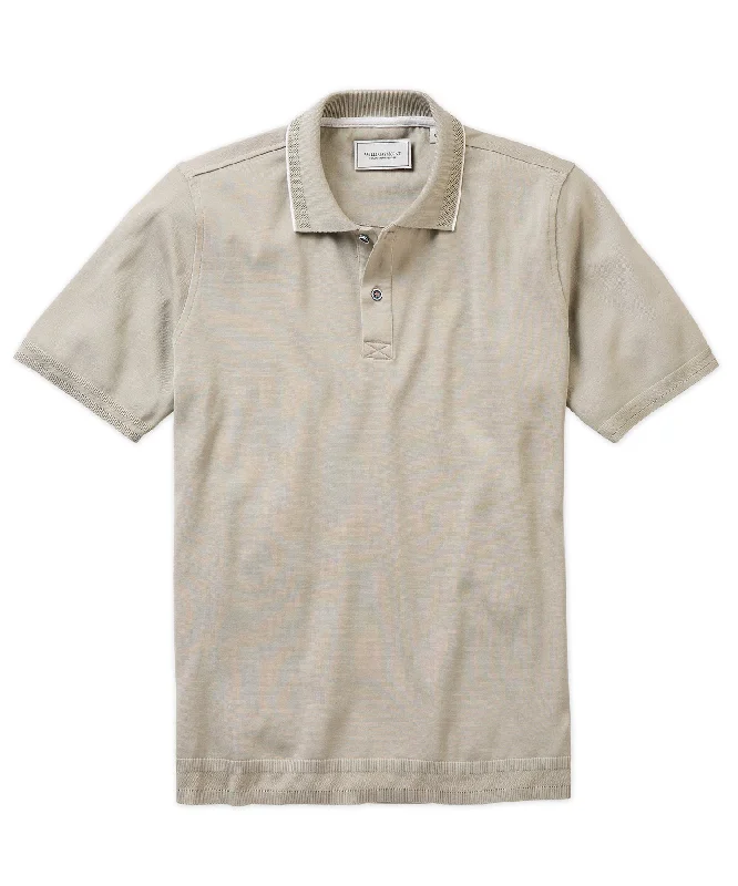 Men's Shirts with Surplice HemlinesLightweight Ribbed Polo Shirt With Tipping