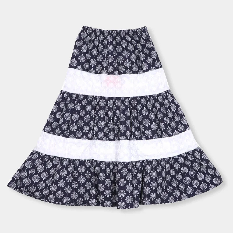 Men's Pants with Graphic PrintsGirls Digital Print long Skirt - Navy