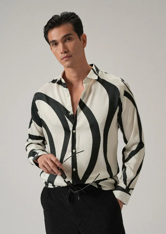 Men's Stain-Resistant Shirts for Mess-Free WearFlow Line Print Shirt