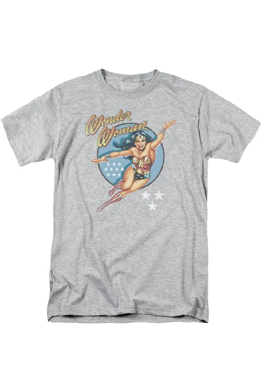 Men's Shirts with Surplice HemlinesDC Comics Wonder Woman Vintage Short Sleeve Adult Tee / T-Shirt Men's Shirts with Surplice HemlinesDC Comics Wonder Woman Vintage Short Sleeve Adult Tee / T-Shirt