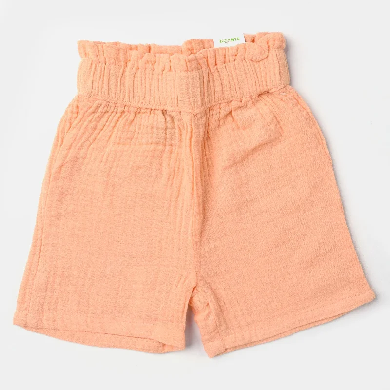 Men's Pants with Zippered PocketsInfant Girls Cotton Short Seersucker-Peach