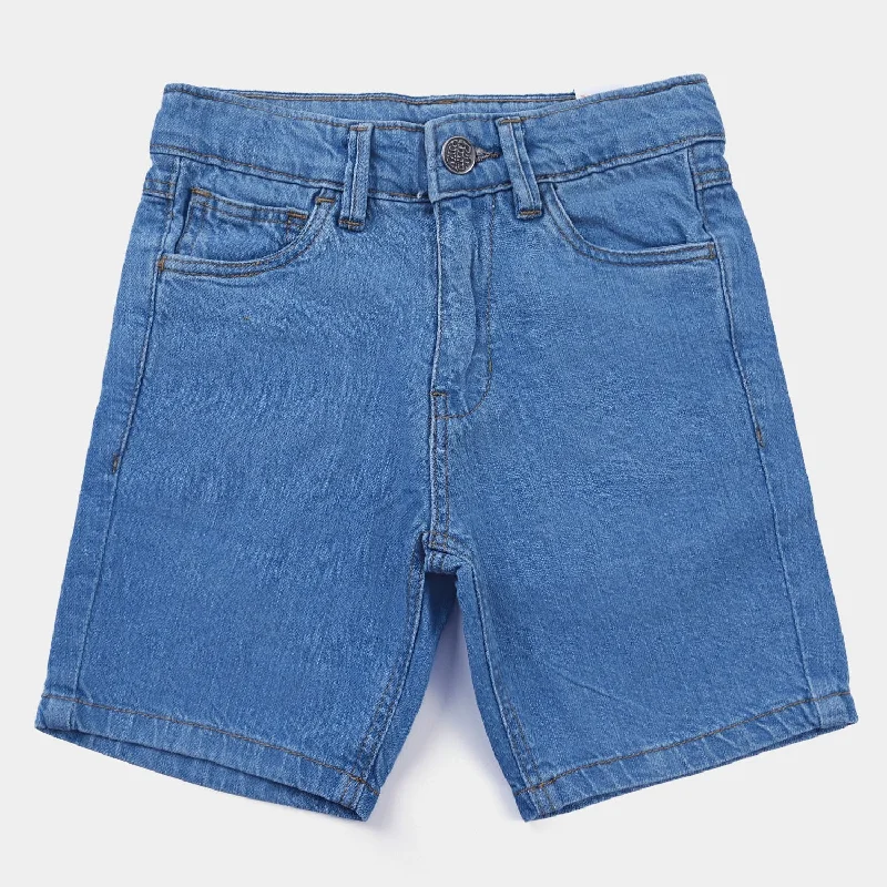 Men's Velcro-Closure Pants for ConvenienceBoys Denim Short Basic-Mid Blue