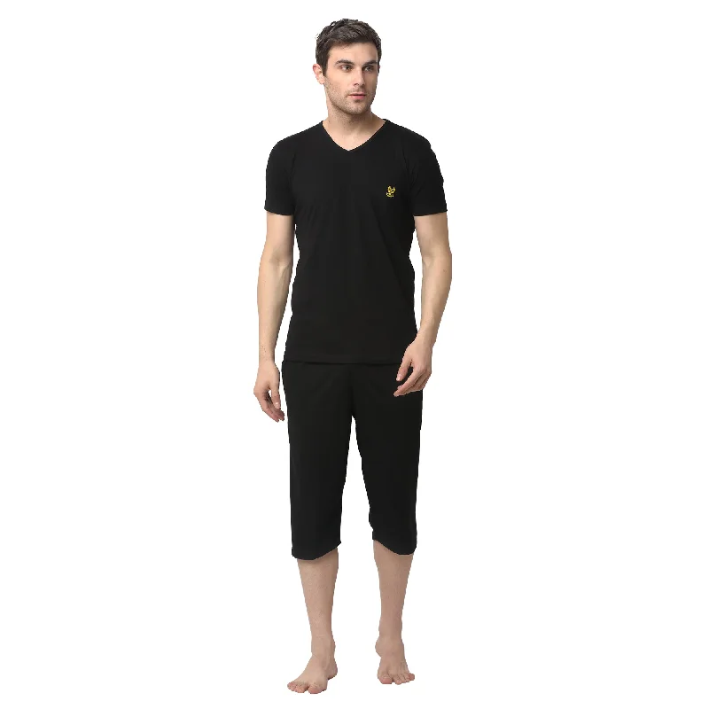 Mack Jonney Black Black Night Suit For Men's