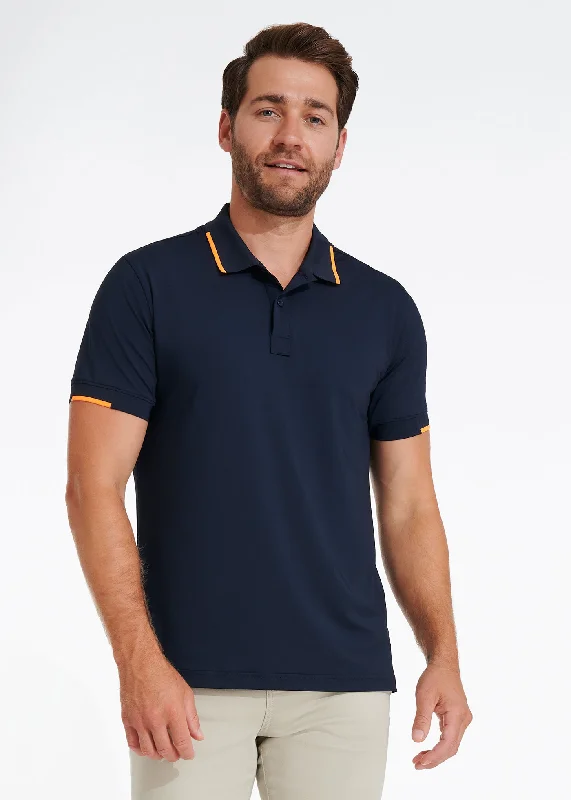 Men's Shirts with Pleated HemlinesPerformance Tipped Polo | Navy w/ Orange Tipping