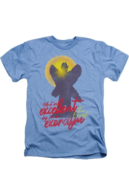 Men's Shirts with Logo EmbossmentsThe Exorcist Pazuzu Adult Heather Tee / T-Shirt