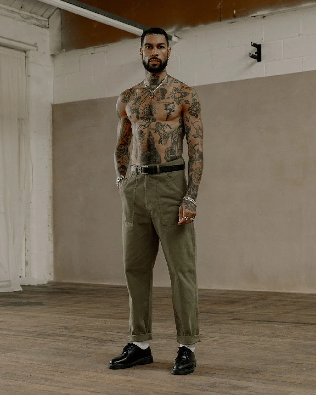 Men's Pants with Contrast Stitching304 Service Fatigue Pants - Olive