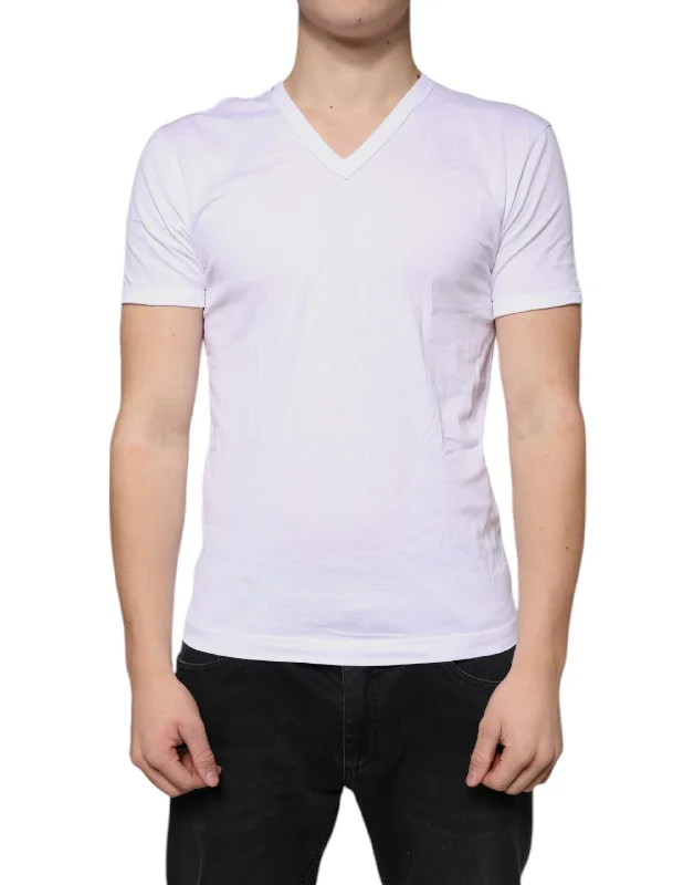 Men's Performance Shirts for SportsDolce & Gabbana  Cotton V-neck Short Sleeves Men's T-shirt (Pre-Owned)