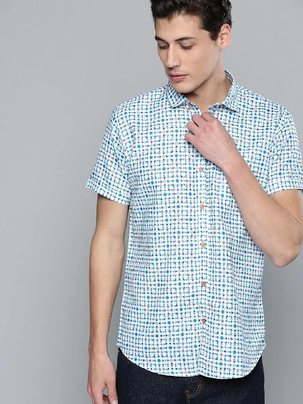 Men's Solid-Color Block Shirts for a Bold StatementDENNISON Men White Comfort Printed Casual Shirt Men's Solid-Color Block Shirts for a Bold StatementDENNISON Men White Comfort Printed Casual Shirt
