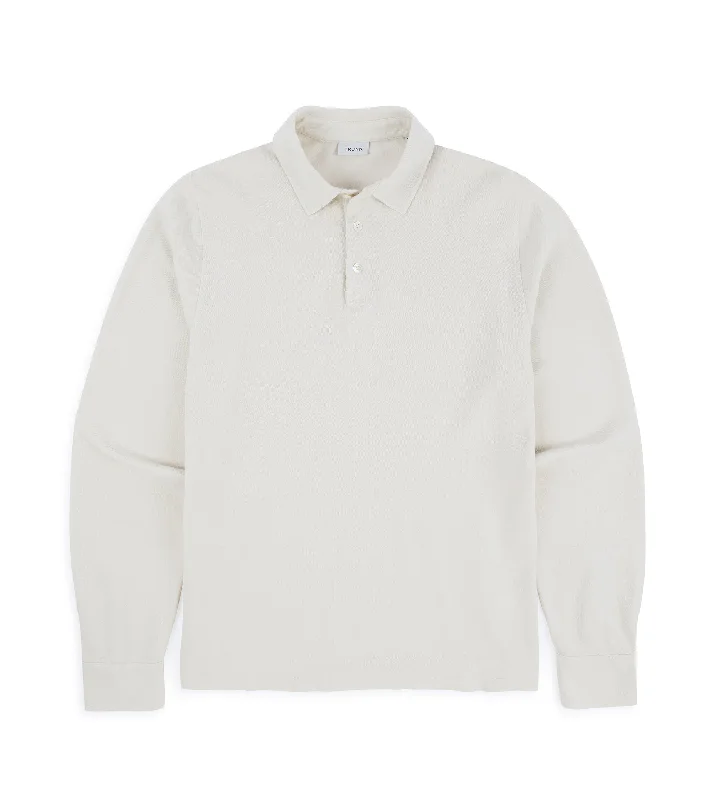 Men's Tailored Shirts for a Professional AppearanceTrunk Moxon Long Sleeve Polo Shirt: Cream