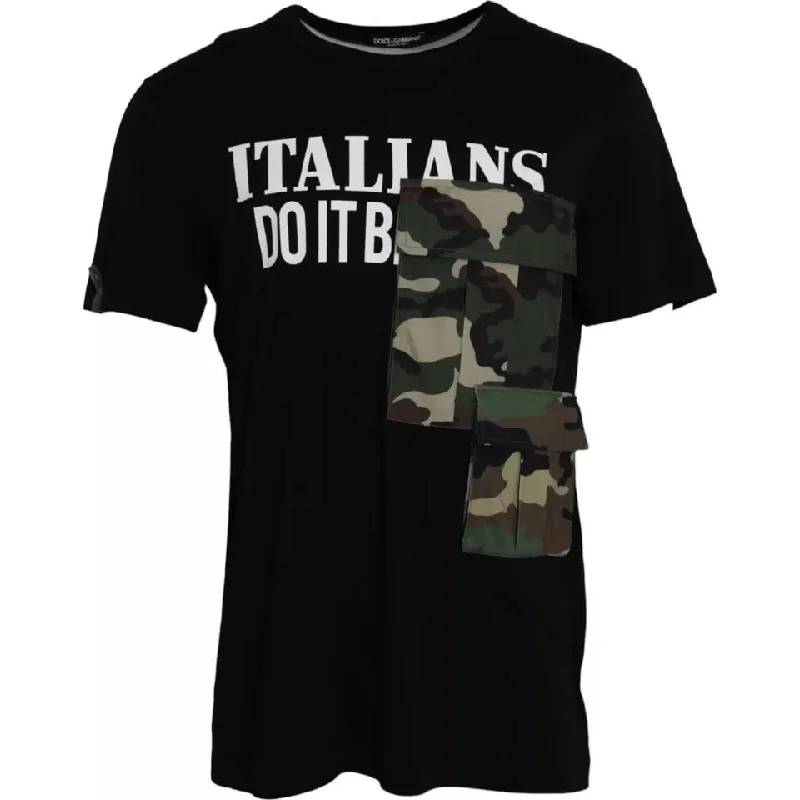 Stylish Men's HenleysDolce & Gabbana  Camouflage Cotton Short Sleeve Men's T-shirt