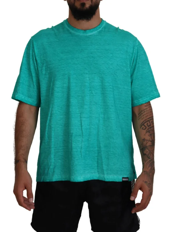 Men's Shirts with Zippered PocketsDsqua²   Cotton Linen Short Sleeves Men's T-shirt