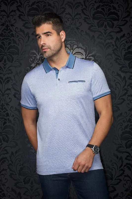 Men's Shirts with Pocket SquaresAU NOIR | Polo | Mayberry Light Blue