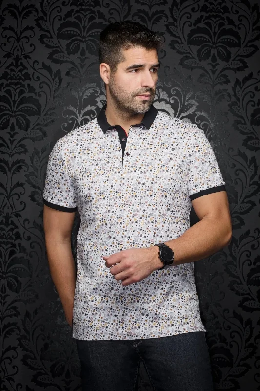 Men's Shirts with Graphic PrintsAU NOIR | Polo | Adonis White/Gold