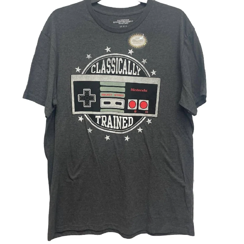 Men's Shirts with Appliqué DetailsMen's Classically Trained Short Sleeve Crew Tee In Grey