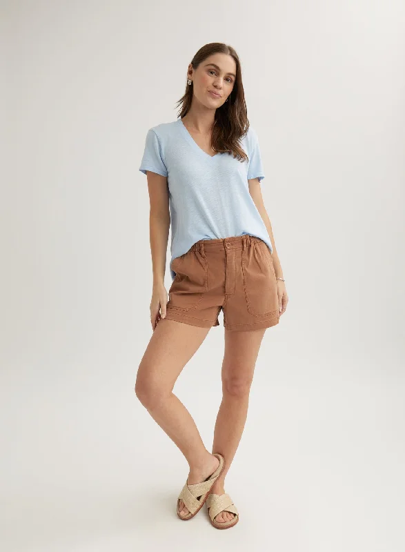 Men's Tapered Pants for a Slimming EffectCallie Ruffle Short - Terracotta Brown
