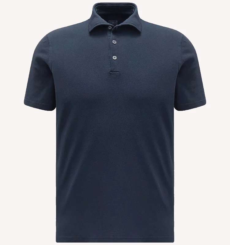 Men's Unique and Designer TopsFedeli Piqué Polo in Navy