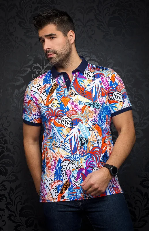 Men's Shirts with Appliqué DetailsAU NOIR | Polo | Labrea White Multi
