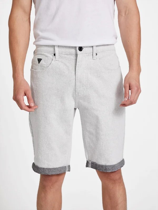 Men's Pants with Contrast Fabric PanelsTrent Rolled Denim Shorts