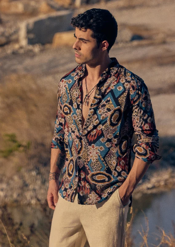 Comfortable Men's Flannel ShirtsTeal Feather Shirt