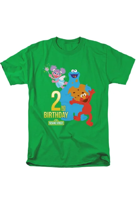 Men's Shirts with Graphic SleevesSesame Street 2nd Birthday Short Sleeve Adult Tee / T-Shirt Men's Shirts with Graphic SleevesSesame Street 2nd Birthday Short Sleeve Adult Tee / T-Shirt
