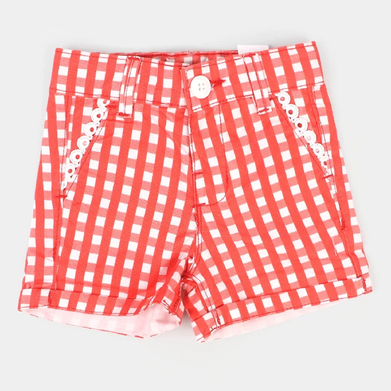 Men's Board Shorts for SurfingInfant Girls Cotton Short Check Lace - Red