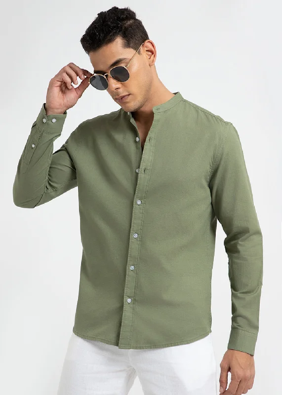 Men's Crew Neck T-Shirts for Everyday WearKelly Green Cotton Linen Shirt