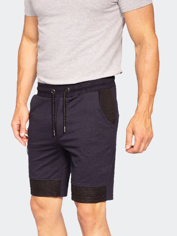 Men's Pants with Functional PocketsShort 2zippers Navy