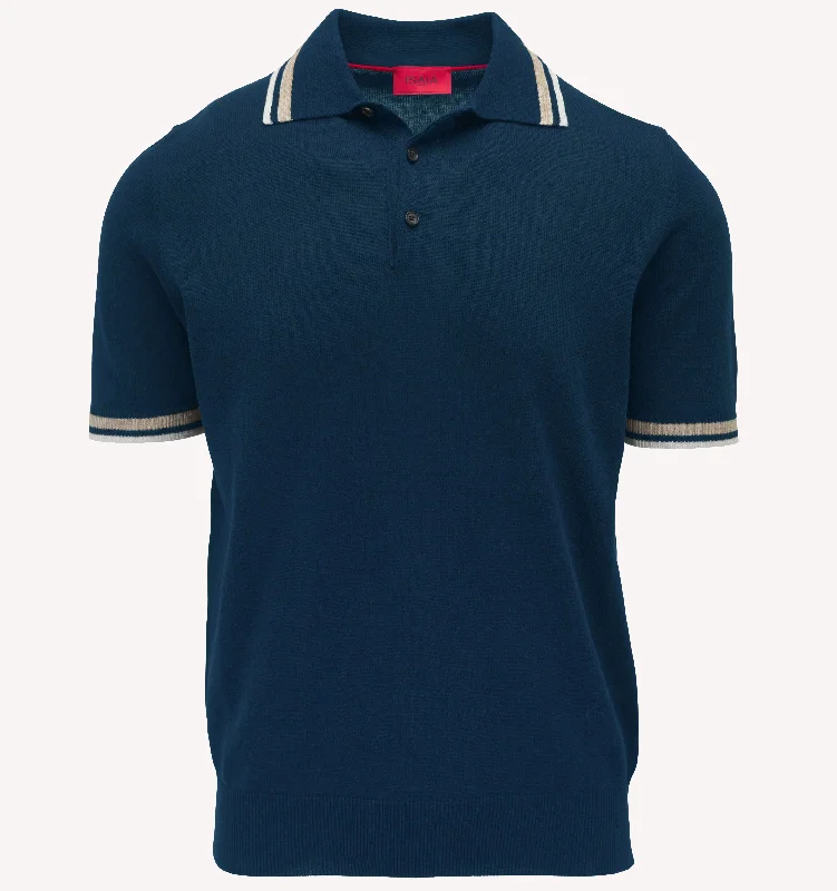 Men's Shirts with Roll-Up SleevesIsaia Knit Edge Polo in Teal