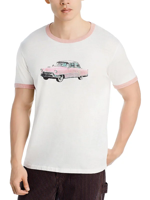 Men's Shirts with Single-Breasted DesignsMens Cotton Short Sleeve Graphic T-Shirt