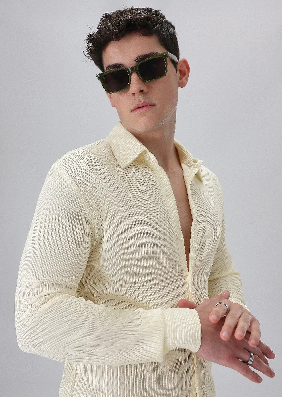 Men's Button-Down Collar Shirts for Staying PolishedCream Knitted Shirt