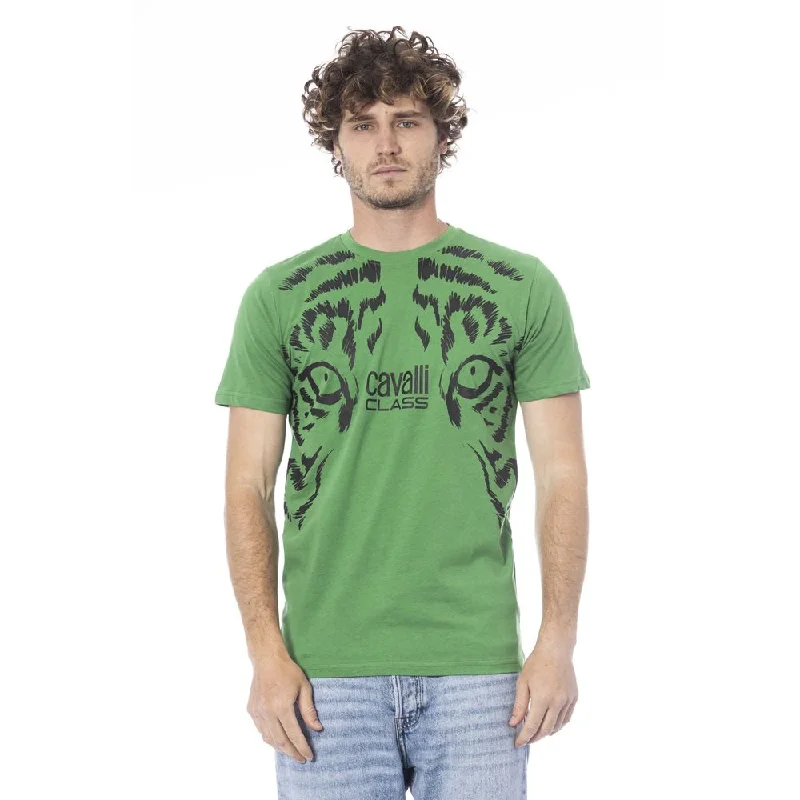Men's Shirts with Asymmetrical HemlinesCavalli Class  Cotton Men's T-Shirt