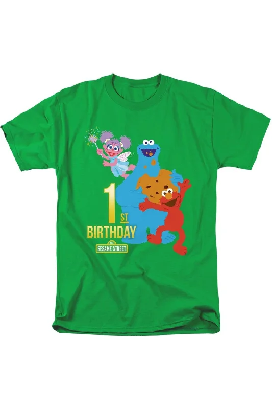 Men's Shirts with Pocket SquaresSesame Street 1st Birthday Short Sleeve Adult Tee / T-Shirt Men's Shirts with Pocket SquaresSesame Street 1st Birthday Short Sleeve Adult Tee / T-Shirt