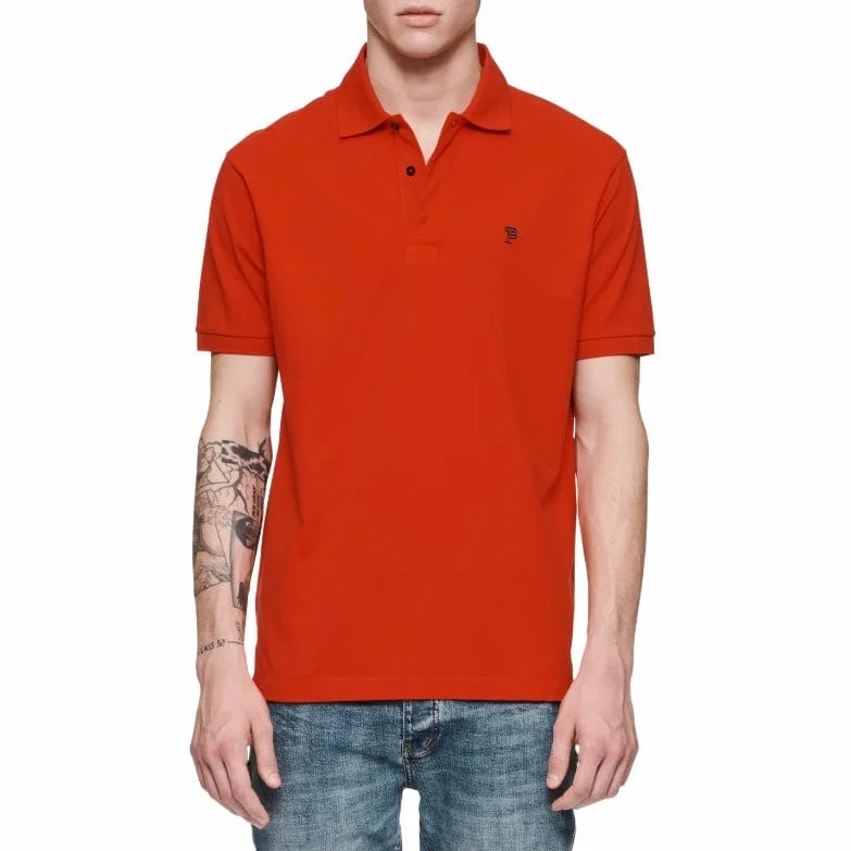 Men's Shirts with Asymmetrical HemlinesPurple Brand Pique Knit Polo (Fiery Red) P125-MPRP423