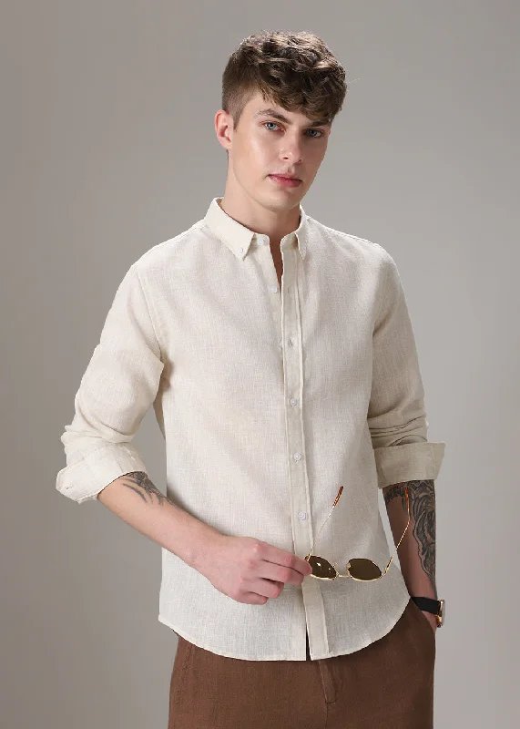 Men's Golf Shirts for On-Course StyleLight Cream Blended Linen shirt