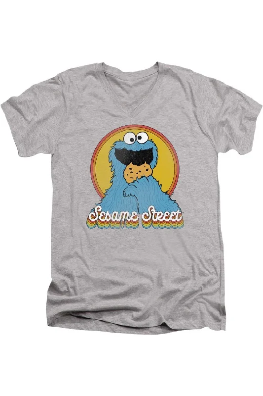 Patterned Men's Hawaiian ShirtsSesame Street Cookie Monster Layers Short Sleeve Adult V Neck Premium Cotton Tee / T-Shirt Patterned Men's Hawaiian ShirtsSesame Street Cookie Monster Layers Short Sleeve Adult V Neck Premium Cotton Tee / T-Shirt
