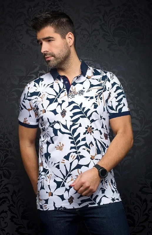 Men's Shirts with Button-Down CollarsAU NOIR | Polo | Roma White/Navy