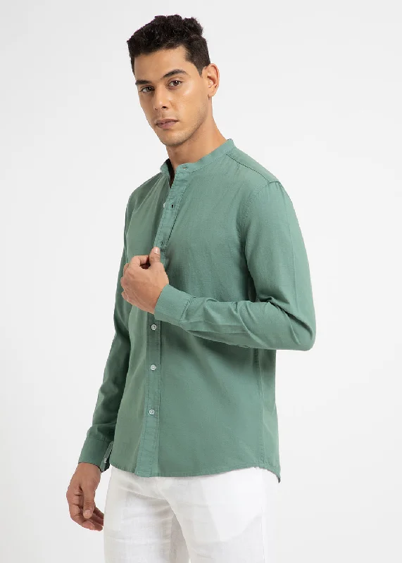 Men's Hawaiian Print Shirts for Luau PartiesAtlantis Green Cotton Linen Shirt
