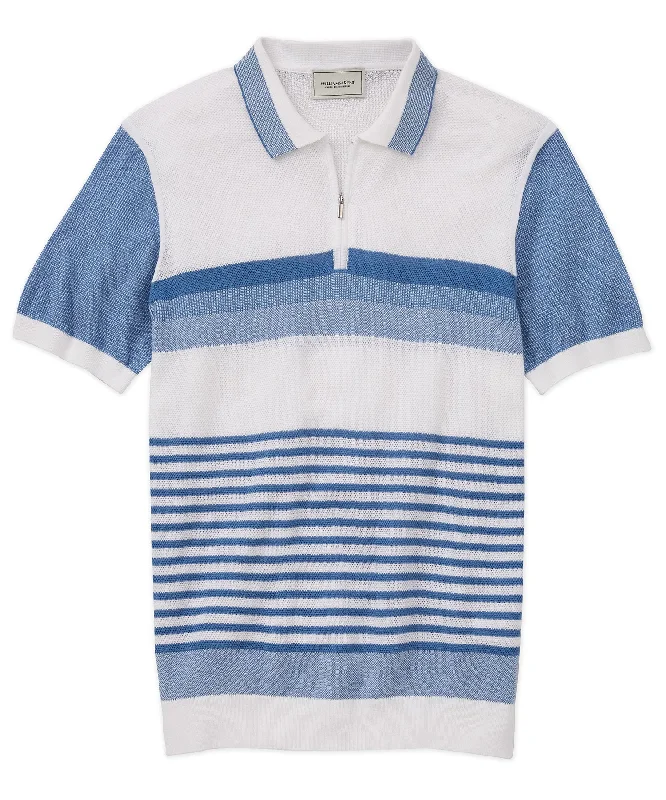 Men's Shirts with French CuffsStriped Zip-Neck Polo
