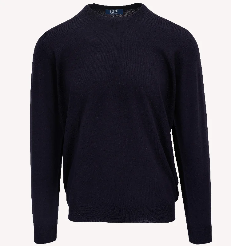 Men's Shirts with Patchwork PatternsFedeli Sweater in Navy