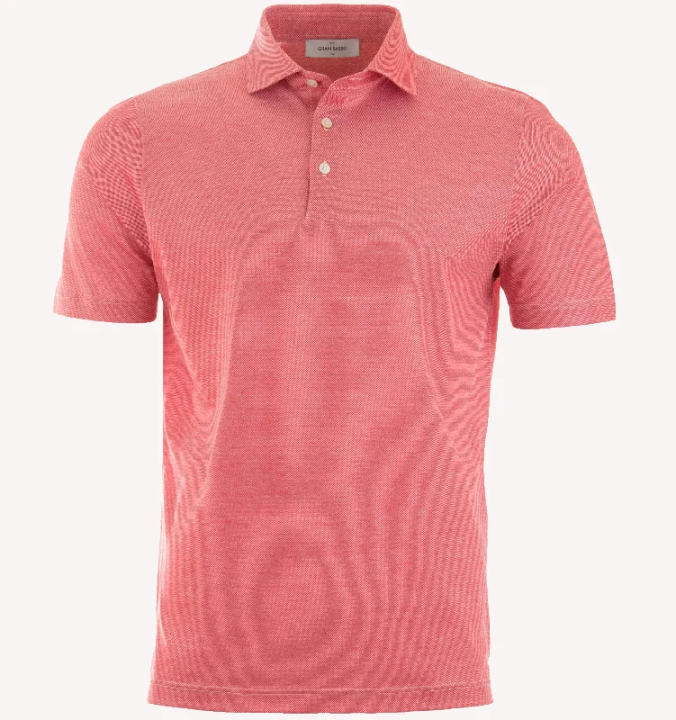 Men's Shirts with Striped PatternsGran Sasso Piqué Polo in Berry