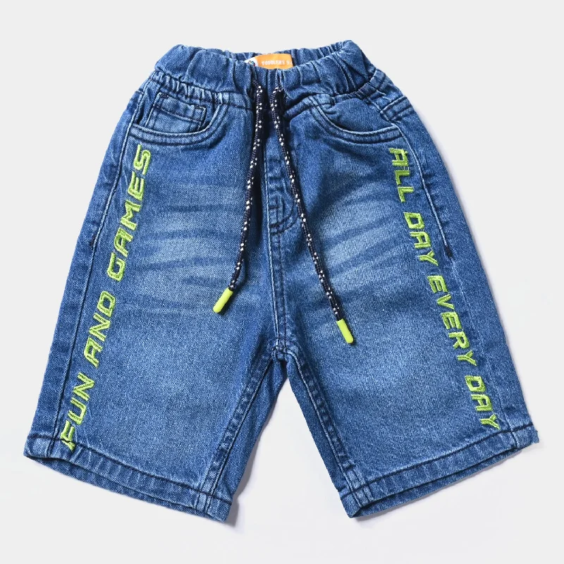 Men's Custom-Fit Pants for a Personalized TouchBoys Denim Stretch Short Fun & Games-Blue