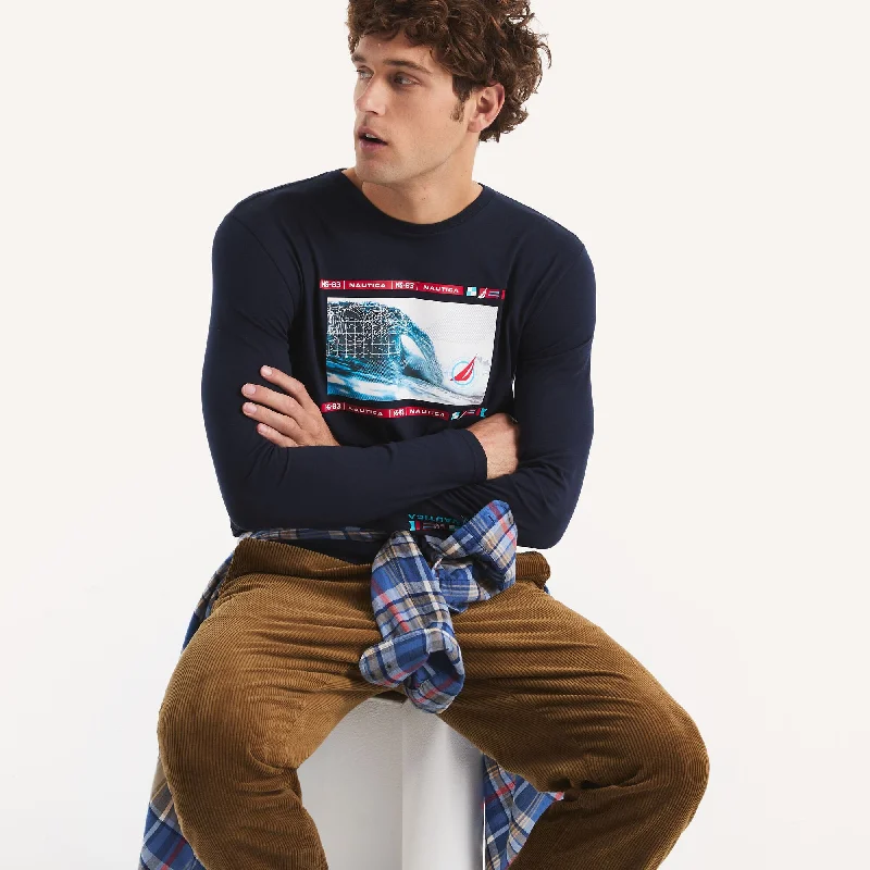 Men's Shirts with Chest PocketsNautica Graphic Long-Sleeve T-Shirt